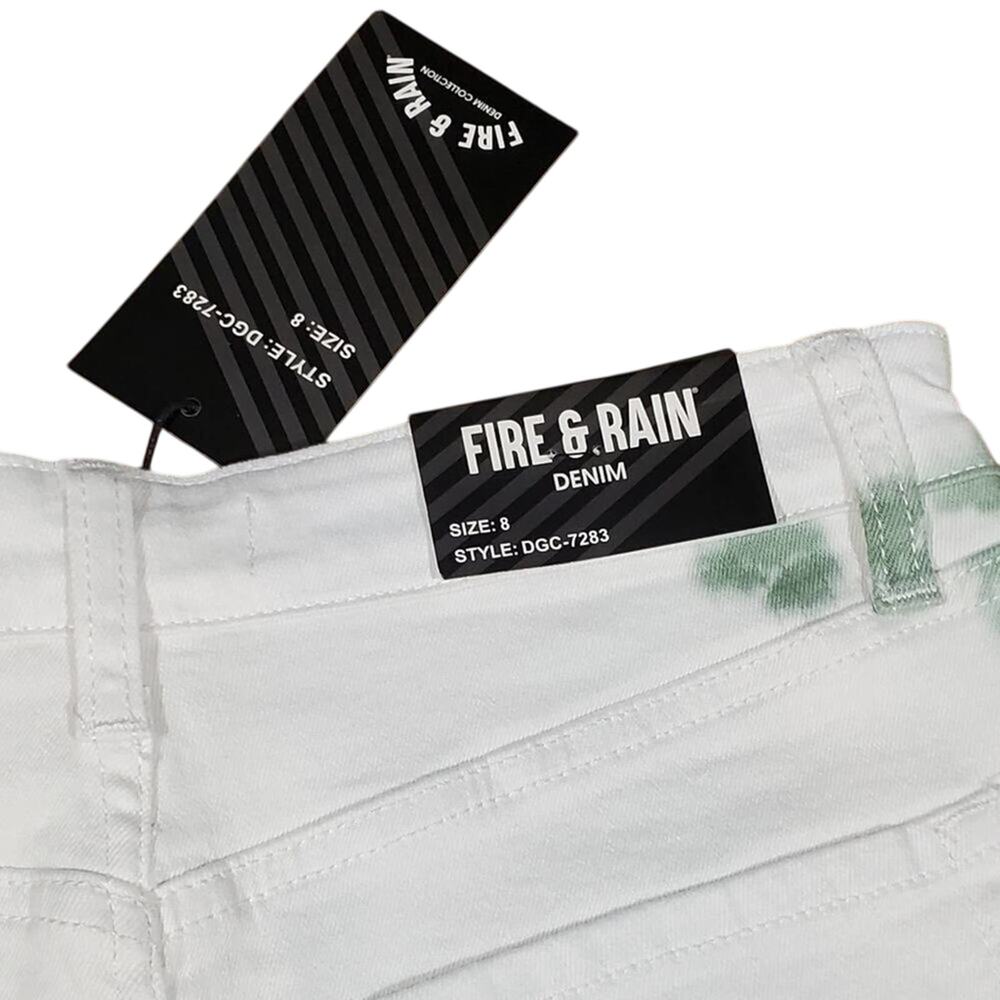 Fire & Rain High Rise Tie Dye Denim Shorts White Green DGC-7283 Size 8 NWT - Picture 6 of 8